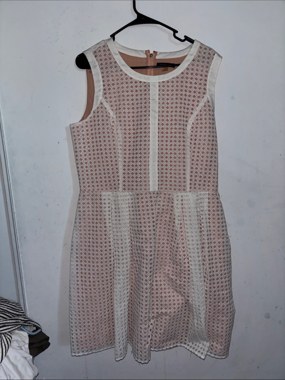 Tommy Hilfiger White and Blush Pink Sleeveless Midi Dress